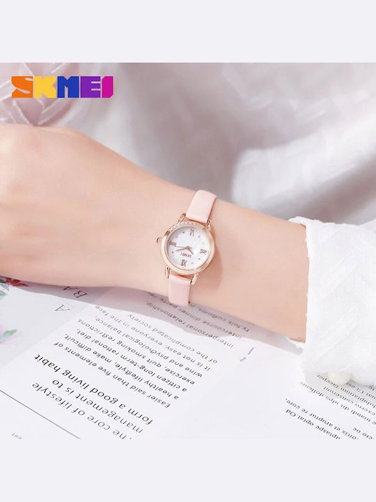 Skmei 1769 Women's Watch with Pink Leather Strap