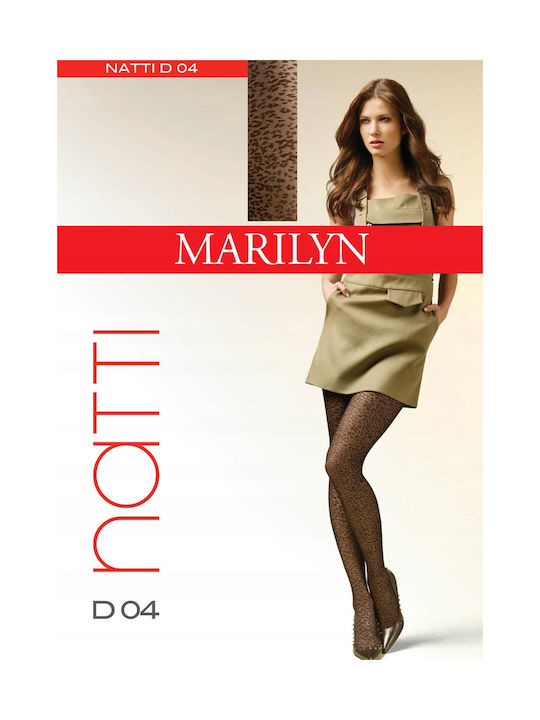 Marilyn Natti D-04 Women's Pantyhose 20 Den Cafe Leopard with Print