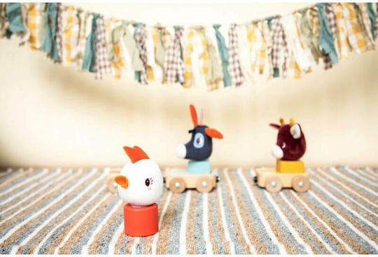 Lilliputiens Push Along Vehicles with Farm Animals made of Wood for 12++ Months