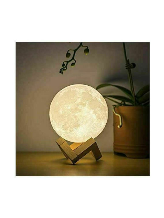 Led Συσκευή Αρωματοθεραπείας 3D Moon Lamp Λευκή