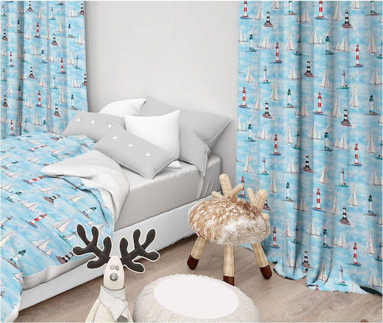 Lino Home Kids Rod Pocket Curtain Bermeo 101 Ciel 8000000716 135x270cm