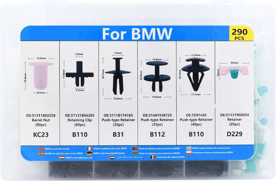 BMW Car Plastic Clips 290 Pieces