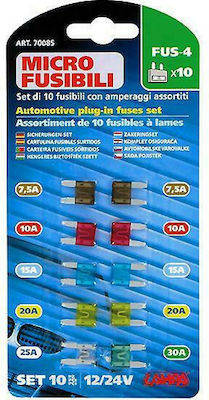 Lampa FUS-4 Automotive Micro ATM Fuses Set Set Siguranțe Auto Cuțite 10buc