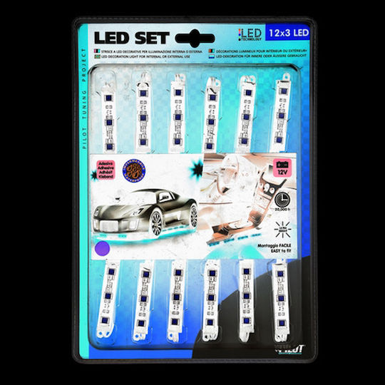 Lampa Hyper-Led Set 12x3 Red Interior Decorative Car Lighting System Red