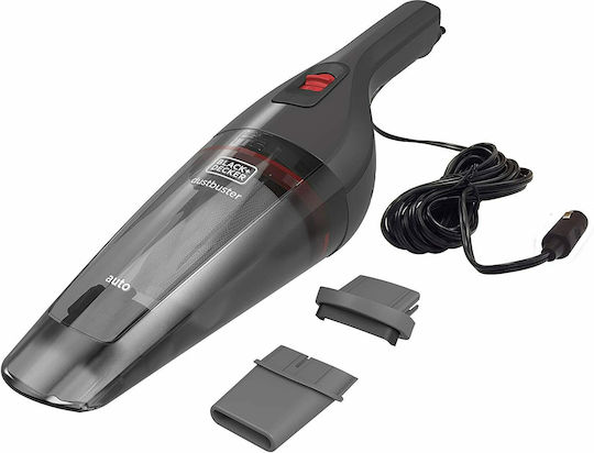Black & Decker Σκουπάκι Αυτοκινήτου Στερεών με Ισχύ 9W & Καλώδιο Αναπτήρα 12V Grey, Red
