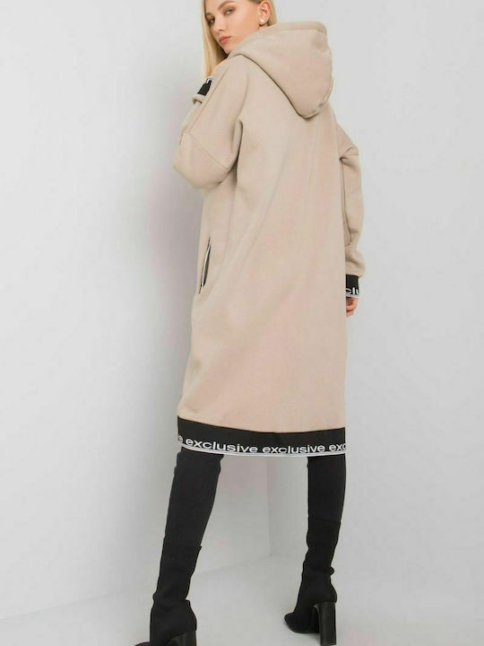 Relevance 6832.10 Women's Long Hooded Cardigan Beige RV-BL-6832.10