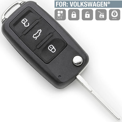 Silca Foldable Car Key Shell with Blade with 3 Buttons for Seat / Skoda / VW Golf VI/Scirocco/Tiguan/Octavia/Citigo/Yeti/Ibiza 08