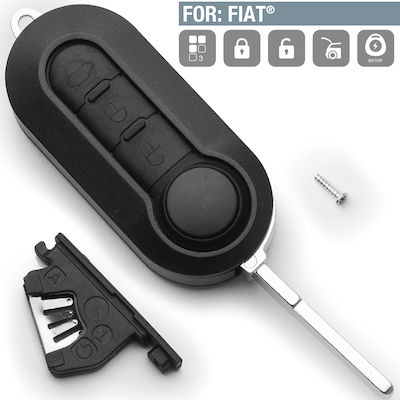 Silca Foldable Car Key Shell with Blade with 3 Buttons for Fiat 500