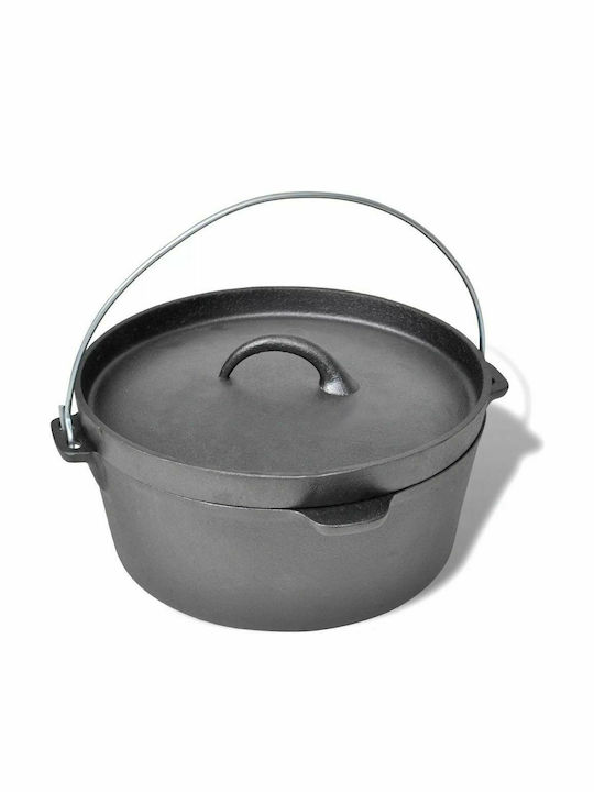 vidaXL Dutch Oven Round Cast Iron 25.5x25.5cm 1pcs