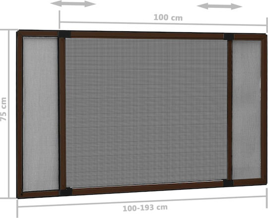 vidaXL Mosquito Net Window Sliding from Fiberglass Brown with Frame 75x193cm