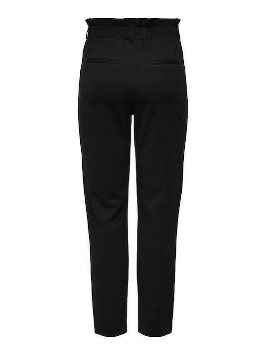 Damen Hoch tailliert Stoff Hose Schwarz