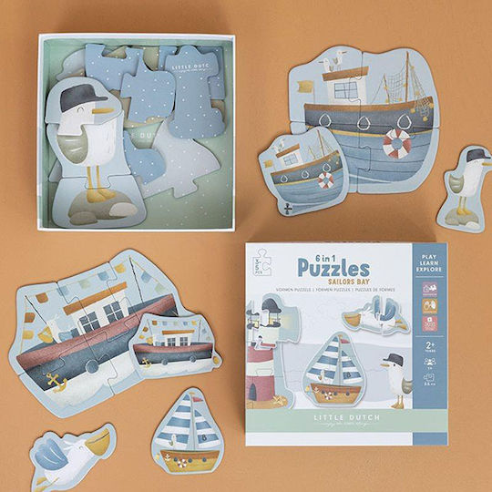 Παιδικό Puzzle 6 in 1 Sailors Bay για 2+ Ετών 24pcs Little Dutch
