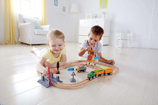 Hape Crossing & Crane Set Πίστα για 3+ Ετών