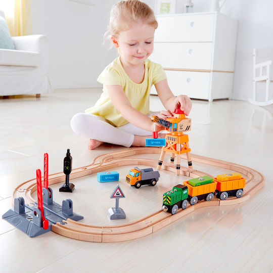 Hape Crossing & Crane Set Πίστα για 3+ Ετών