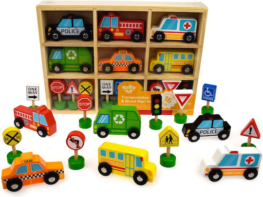 Tooky Toys Κυκλοφοριακή Αγωγή Σετ Αυτοκινητάκια για 3+ Ετών