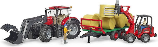 Bruder Case IH Optum 300CVX и Транспортен Ремарке за Балите Фадрома 1:16 Селскостопански за 3+ Години