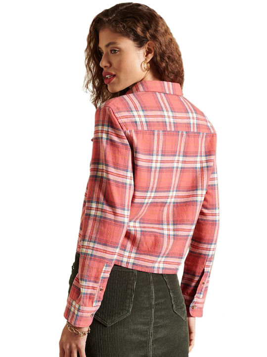 Superdry Women's Checked Long Sleeve Shirt Paprika Red