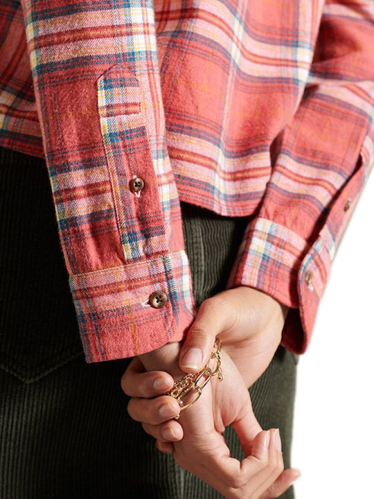 Women's Checked Long Sleeve Shirt Paprika Red