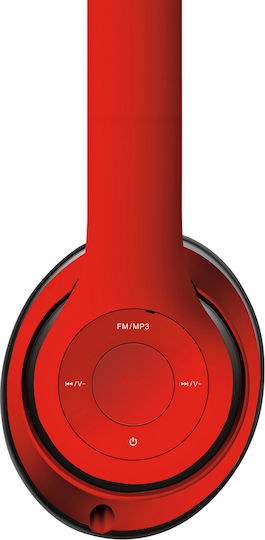 Platinet Freestyle FH0916 Ασύρματα / Ενσύρματα Over Ear Ακουστικά με Ραδιόφωνο με 8 ώρες Λειτουργίας Κόκκινα