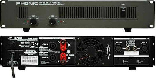 Phonic MAX 1000 PA Power Amplifier 2 Channels 300W/4Ω 200W/8Ω Black