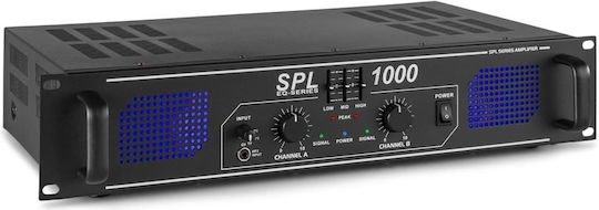 Skytec SPL-1000 PA Power Amplifier 2 Channels 500W/4Ω 350W/8Ω with Cooling System Black