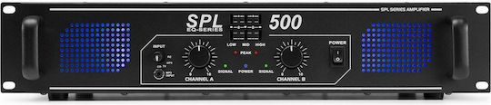 Skytec SPL-500 PA Power Amplifier 2 Channels 250W/4Ω 200W/8Ω with Cooling System Black