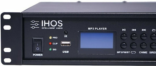 Ihos IPA-120 Integrated Commercial Amplifier 120W/100V Equipped with USB/FM/Bluetooth Black