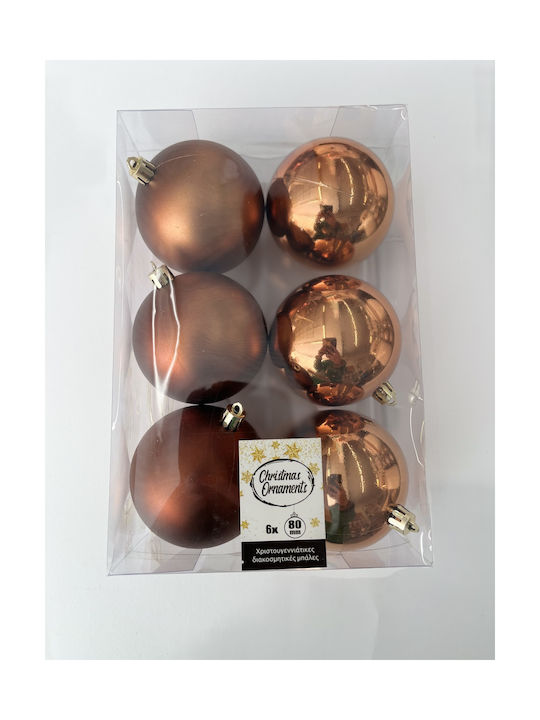 TnS Christmas Plastic Ball Ornament Bronze 8x8cm 6pcs