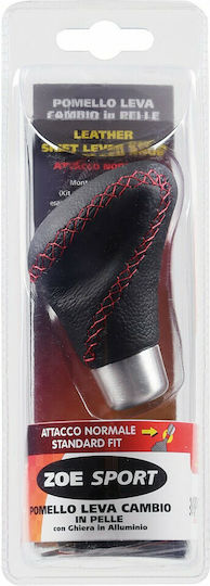 Lampa Shift Knob Zoe Leather Gear Shift Knob with Red Stitching 28mm Universal Aluminium Black