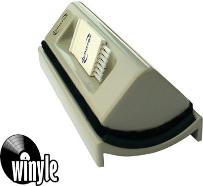 Dynavox Velvet Cleaning Puck + Nylon Vinyl Record Brush Grey