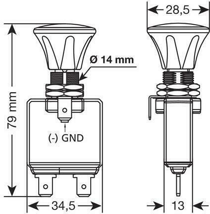 Lampa Push-Pull Switch Διακόπτης On/Off Αυτοκινήτου Led 50A 12V-24V Universal Κόκκινο
