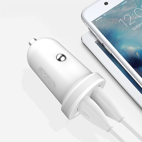 XO CC-18 Зарядно за кола 2.1Спецификация с Портове: 2xUSB Бял Цвят