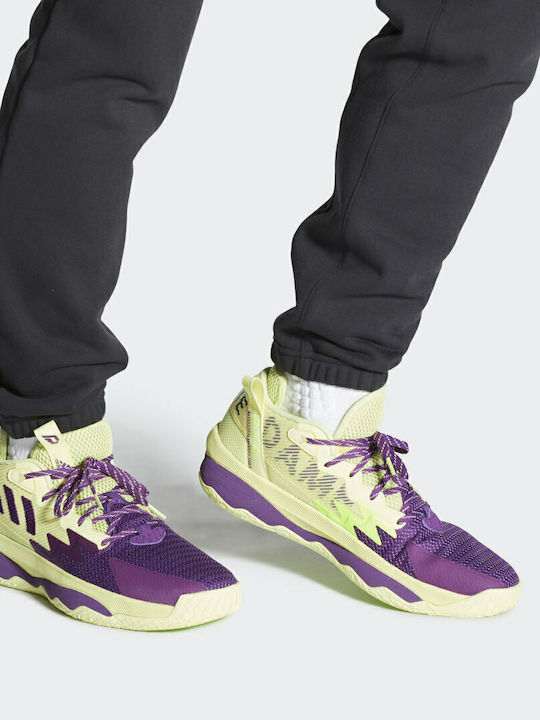 Dame 8 High Basketball Shoes Yellow Tint / Glory Purple / Signal Green