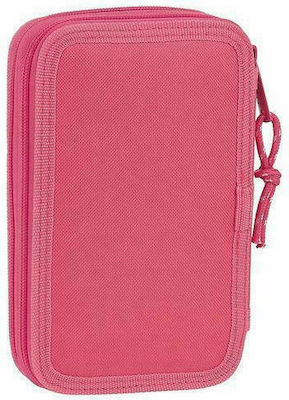 Blackfit8 Fabric Prefilled Pencil Case with 2 Compartments Pink