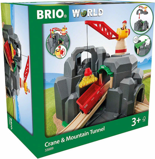 Brio Toys Crane & Mountain Tunnel Πίστα για 3+ Ετών