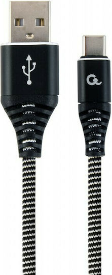 Cablexpert Braided USB 2.0 Cable USB-C Male - USB-A Black 1m CC-USB2B-AMCM-1M-BW