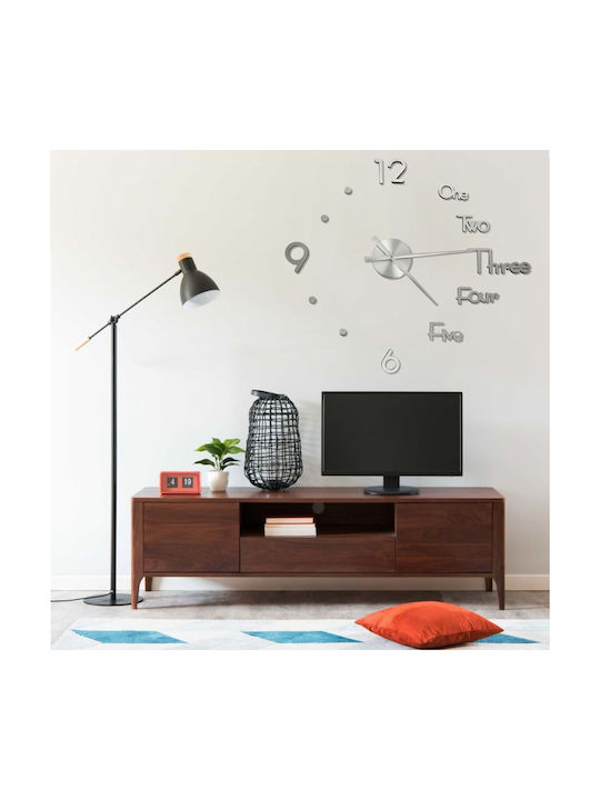 vidaXL 3D 3D Wall Clock Plastic Aσημί Ø100cm