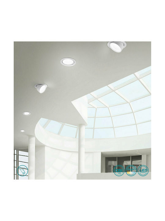 Gea Luce Chandra Rotund Metalic Spot Încorporat cu LED Integrat și Lumină Alb Natural Alb 1buc
