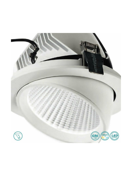 Gea Luce Chandra Rotund Metalic Spot Încorporat cu LED Integrat și Lumină Alb Natural Alb 1buc
