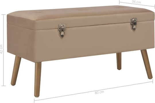 Hocker Bankhocker Mit Stauraum Gepolstert mit Samt Beige 80x34x42cm