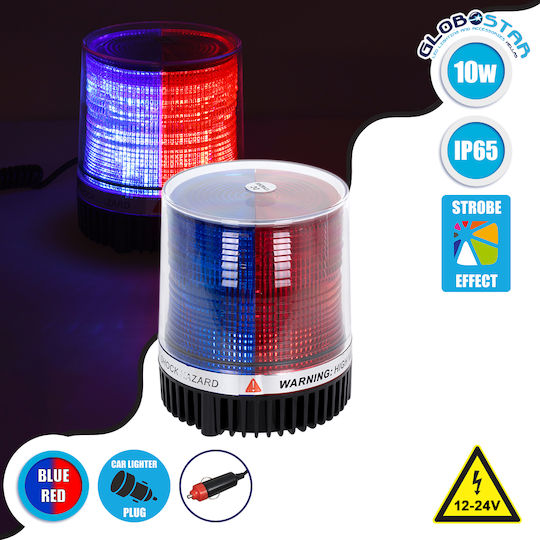 GloboStar Far Auto LED 12 / 24V Impermeabil cu Roșu / Albastru Iluminare