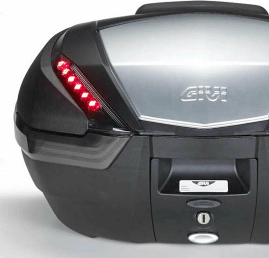 Givi Motorcycle Top Case with Red Reflectors 47L Silver