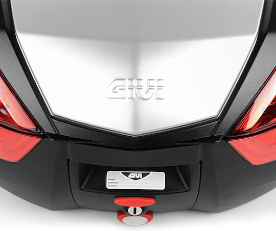Givi Motorcycle Top Case with Red Reflectors 47L Silver