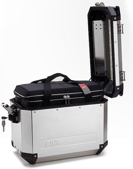 Givi Trekker Outback Aluminium Monokey Motorcycle Hard Side Case Left 48lt in Silver Colour