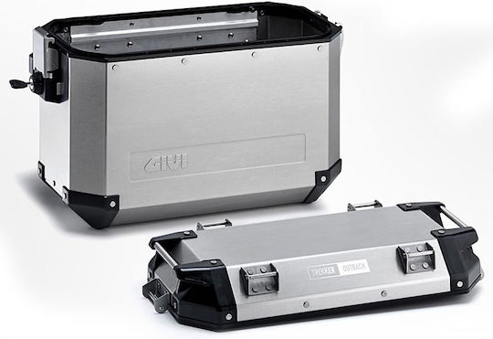 Givi Trekker Outback Aluminium Monokey Motorcycle Hard Side Case Right 37lt in Silver Colour GIVOBKBAG07