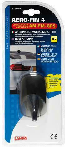 Lampa Car Antenna Roof Aero-Fin 4 Shark for Satellite with Amplifier in Black Color