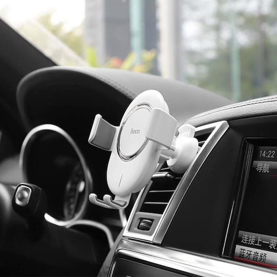Hoco CW17 Sage Car Mobile Mount with Adjustable Hooks and Wireless Charging White