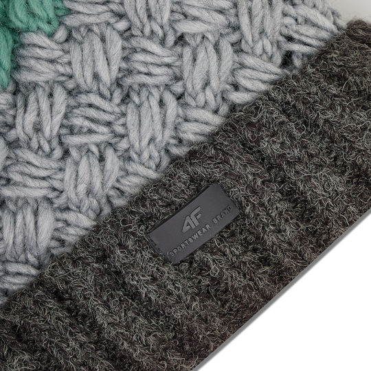 Pom Pom Beanie Γυναικείος Σκούφος Πλεκτός σε Τιρκουάζ χρώμα