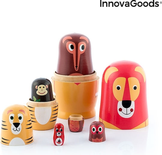 InnovaGoods Tierchen Babuschka mit Tieren aus Holz für 36++ Monate