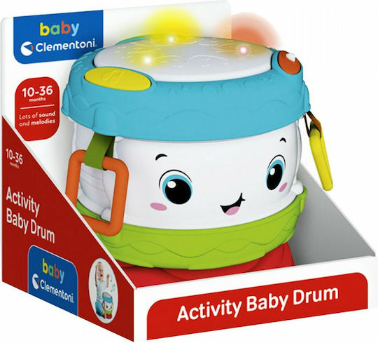 Baby Clementoni Musical Instrument Activity Baby Drum with Music for 10++ Months